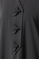 Grey Nova Crepe Abaya with Applique Bow Detail - Posh Abaya