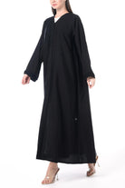 Black Sana Crepe Abaya with Front Loop Detail - Posh Abaya