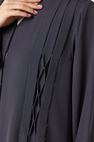 Purple Lavender Crepe Abaya with Beaded Crisscross Detail - Posh Abaya