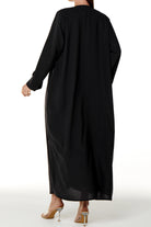 Black Nova Crepe Abaya with Applique Bow Detail - Posh Abaya