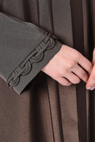 Brown Sana Crepe Abaya with Front Loop Detail - Posh Abaya