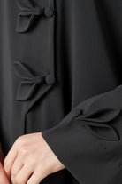 Grey Nova Crepe Abaya with Applique Bow Detail - Posh Abaya