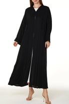 Black Classic Nada Abaya with Beaded Crisscross Detail - Posh Abaya