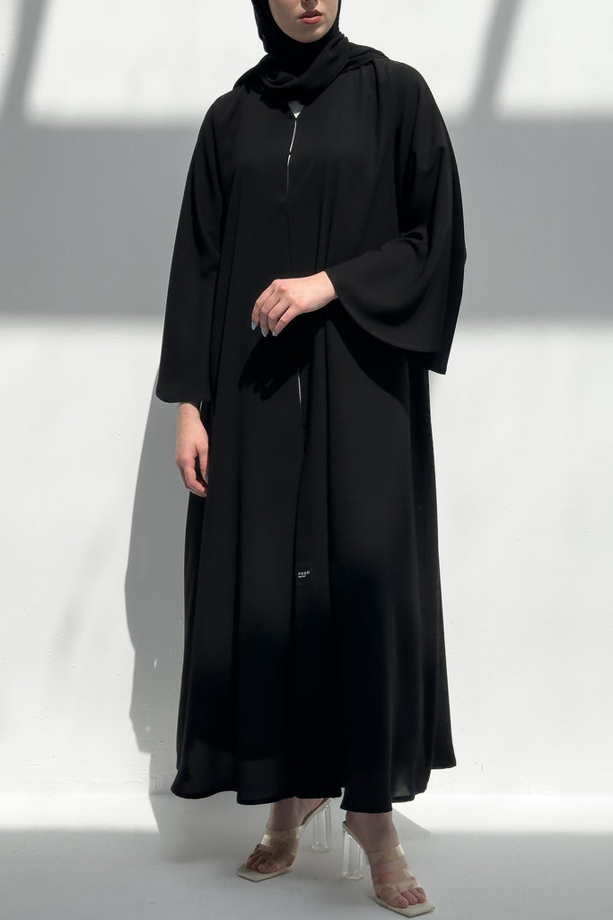 Classic Crepe Flared Sleeve Black Abaya