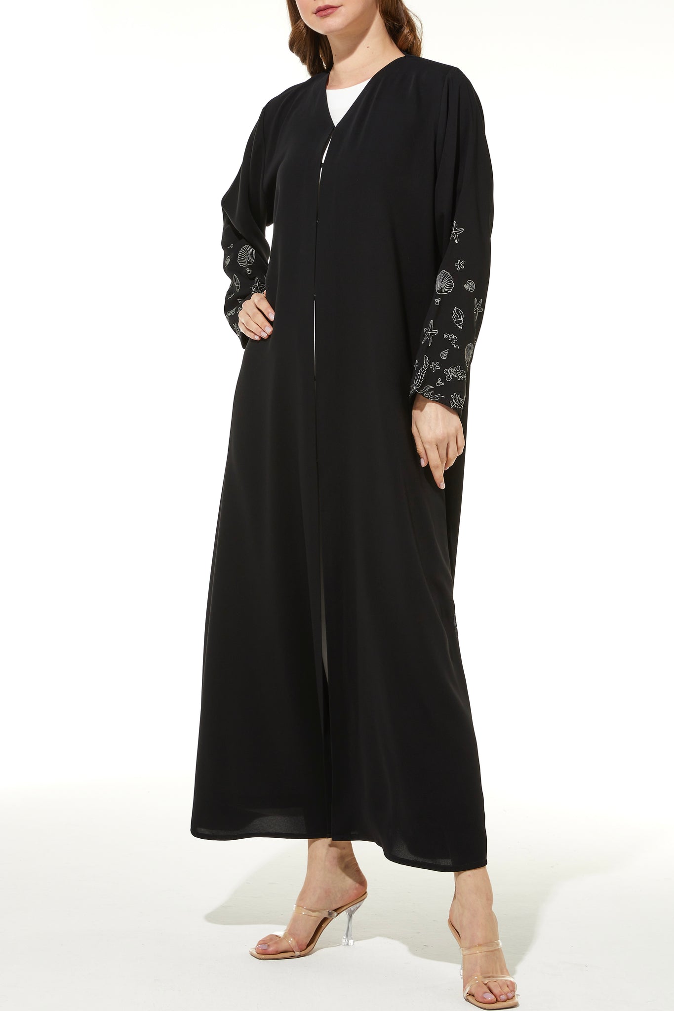 Sea Life Embroidery Crepe Black Abaya – Posh Abaya